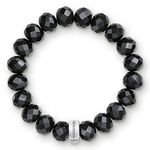 Thomas Sabo Women Charm Bracelet Obsidian black Charm Club 925 Sterling Silver X0035-023-11