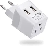 Ceptics Turkey, Egypt, Iceland Travel Adapter Plug with Dual USB - Type C - Europe - Usa Input - Light Weight - Perfect for Cell Phones, Chargers, Cameras and More