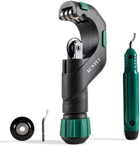 XUNTUI Copper Pipe Cutter Tool Set 3/16"-2" Outer Diameter, Tube Cutter for Copper,Brass,Aluminum&Stainless Steel, HVAC Metal Plumbing Tubing cutter Tool with Deburring Tools&Extra Blades(XT600616)