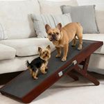 Dog ramp for Couch PRIORPET - Birchwood Foldable Dog ramp - Adjustable 7" to 20" - Landing Platform Seamlessly Connects - Anti-Slip Grip - Pet Ramp for Small Dogs up to 170lbs - Walnut