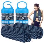 BOGI Cooling Towel 2 Pack, Cooling Towels for Neck and Face, 40"x12" Ice Towel for Instant Cooling Soft Breathable Chilly Towel for Yoga Golf Gym Camping Running Workout & More Activities (NBlue2)