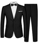 MAGE MALE Men's 2 Piece Suit Notched Lapel One Button Slim Fit Formal Wedding Prom Tuxedo Suits Blazer Pants with Bow Tie Set