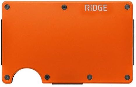 Ridge Wallet for Men - Slim Minimalist Compact Wallet, RFID Protected Front Pocket Wallets for Men, Integrated Cash Strap Card Holder (Basecamp Orange)