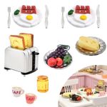 iLAND Miniature Dollhouse Accessories of Dollhouse Kitchen, Miniature Food (Lover Breakfast 16pcs A)