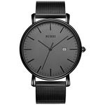 BUREI Men's Watch Ultra Thin Quartz Analog Wrist Watch Date Calendar Stainless Steel Mesh Band