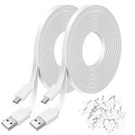 FastSnail 2 Pack 16.4FT Flat Power Extension Cable for WyzeCam and Pan,for KasaCam Indoor,for NestCam Indoor,for Yi Camera and Blink, USB to Micro USB Flat Charging Cord for Security Cam