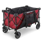 Gorilla Carts 7 cu feet 185L Capacity Foldable Festival Wagon, Collapsible Durable All Terrain Utility Pull Beach Wagon for Storage, Camping Wagon with Oversized Bed and Built-in Cup Holders, Red