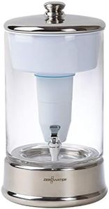 ZeroWater ZBD-040-1, 40 Cup Ready-Pour Glass 5-Stage Water Filter Dispenser, NSF Certified to Reduce Lead, Other Heavy Metals and PFOA/PFOS, Clear Glass with Chrome Stand