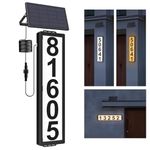 Solar Address Sign with Separate Solar Panel, House Numbers for Outside Light Up, Vertical/Horizontal Solar House Number Sign for Outdoor, 3-Color in 1 Waterproof lighted Address Plaques