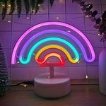 Rainbow Neon Light LED Glowing Night Lamp Stand with Base for Home Bedroom Decoration Party Supplies, Cool Christmas Birthday Neon Sign Gift for Kid Boy Girl