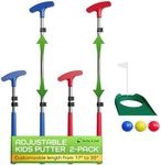 Go For It Golf Kids Putter - Extendable Shaft for Junior Golfers - Adjustable Size for Right and Left Hand - Perfect Training Club for Kids - Includes 3 Balls - Blue & Red - 2 Pack