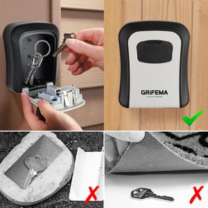 GRIFEMA Wall Mounted Key Safe – Gray Secure Storage Box