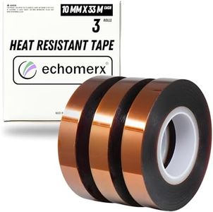 1" Small Core Heat Resistant Tapes - Best for Echomerx Heat Tape Dispenser, Scotch Tape Dispenser, Max. 250°C (482°F), 10 mm x 33 m (108 ft.) roll ea, No Residue, Pack of 3, Heat Tape Only