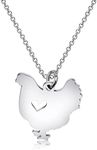 KEYCHIN Funny Chicken Necklace Chicken Lover Gifts Chicken Hen Pendant Jewelry for Chicken Mom Chicken Lady Chicken Owner, stainless steel, Stainless Steel, stainless steel