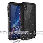 iPhone Xr Waterproof Case, MIZUSUPI Underwater Full Sealed IP68 Certified Waterproof Case Dustproof Snowproof Shockproof Cover with Built-in Screen Protector for iPhone Xr 6.1 inch Black