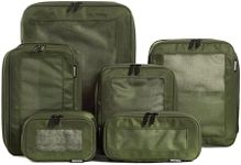 Aerotrunk Compression Packing Cubes for Travel - Luggage Organizer Bags - Double Zipper Packing Cubes for Suitcases (6-Pack, Olive Green)