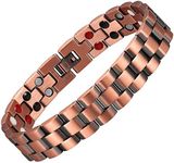MagEnergy Copper Magnetic Bracelets for Men 4 Element Double Row Strength Magnets with Removal Tool and Gift Box