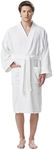 Arus Men's Short Kimono Bathrobe Turkish Cotton Terry Cloth Robe (M,White)