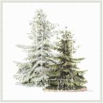 Amanti Art Framed Canvas Wall Art Print (30x30) Vintage Wooded Holiday Trees in Snow by Katie Pertiet Float Framed Canvas Art for Wall Decor, Living Room, Bedroom, Bathroom, Kitchen, Office or