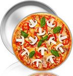 TeamFar Pizza Pan, 12 inch Pizza Pan Set Stainless Steel Round Pizza Oven Pans Tray for Baking Serving, Healthy & Heavy Duty, Dishwasher Safe & Easy Clean - Set of 2