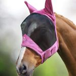 Harrison Howard CareMaster Pro Luminous Horse Fly Mask Large Eye Space Standard with Ears UV Protection for Horse-Light Pink(L; Full Size)