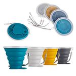 IYYI Silicone Collapsible Cup 9.22oz Folding Cup with Lids BPA Free, Portable, Expandable Drinking Cup Set for Camping Hiking Picnic Travel (4 Pack-Dark Gray-Light Gray-Green-Yellow)