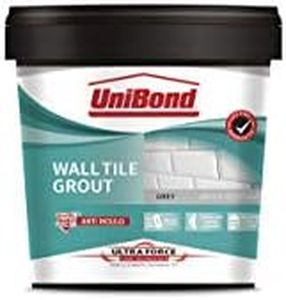 UniBond 2643633 Ultra Force Wall Tile Grout, Waterproof Grout for Tiling, Grout for All Rooms and Mould Resistant, Porcelain, Mosaic and Ceramic Suitable Grout Grey, 1.38kg