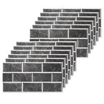 Black Brick Tile Stickers for Bathroom Kitchen Waterproof Vinyl Stick on Tiles Backsplash Self Adhesives Wall Tile Transfers Peel and Stick Tile Decals for Living Room - 30x15cm (12 Sheets)