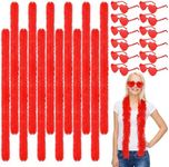 Panitay 24 Pcs 5 Ft Feather Boas and Heart Sunglasses Set Artificial Fluffy Boas for Bachelorette Party Women Halloween (Red)