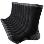 SockWaddles Mens Socks, Cushioned Sport Socks Anti Blister Wicking Breathable Cotton Socks, Unisex Crew Padded Athletic Socks for Walking Hiking Work Running Trainer Gym Outdoor 5 Pairs Black 9-11