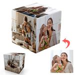 Personalized Cube, Custom Photo Cube 3D Rotatable Cube Puzzle with 6 Pictures, Birthday Christmas Personalized Gifts for Kids Father Mother Girlfriend Boyfriend