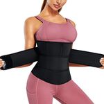 Gotoly Waist Trainer Trimmer for Women Sauna Sweat Belt Tummy Control Corset Cincher Slimming Body Shaper Band Sport Girdles with Zipper (M, Black)