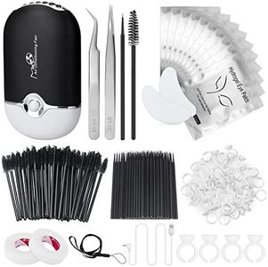 215 Pcs Eyelash Extension Supplies Kit, Modacraft Lash Kit For Eyelash Extensions Beginners USB Air Blower 2 Lash Tweezer 100 Mascara Brush 50 Micro Applicator 50 Ring Cup Holder 2 Tape 10 Eye Gel Pad