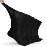 LIN Diabetic Socks for Men & Women, 6 Pairs Crew/Ankle Socks with Cushion, Non-Binding, Extra Wide Top, Loose Fit