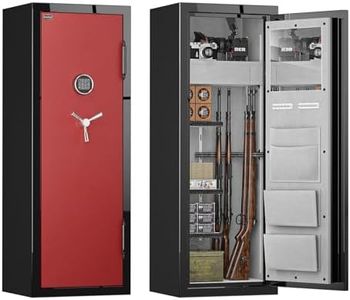 SMARTHIVE 40-Min Fireproof Gun Safe (1200°F) - Quick Access Rifle/Pistol Safe, Heavy-Duty Fire Resistant Gun Cabinet for Home Valuables (Black-Red, 13.12cu.ft)