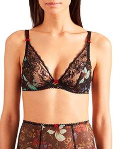Aubade Women's Reine Des Pres Plunging Triangle Bra Deep V, Reglisse, 10D