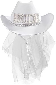 ZOOMPIL Sombrero De Vaquera para Novia, Sombreros de Vaquero de Occidental, Sombrero de Vaquero de Fiesta con Velo, para Regalo de Accesorios de Novia