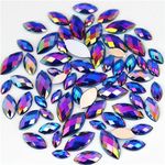 1000Pcs Crystal AB Horse Eye Rhinestones Glitter Gems Flatback Acrylic Gemstones Jewels Crafts DIY for Making Clothes Dress Shoes Bag Wedding Accessories (10 Dark Blue AB)