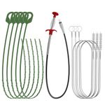 9 Pack Drain Clog Remover Tools, 30" Hair Drain Snake (5 Pcs) & 35.5" Sewer Cleaning Hook (1 Pc) & 59" Drain Brush (3 Pcs), Sink Snake Hair Removal Tool for Bathtub, Kitchen, Shower Drain Cleaning