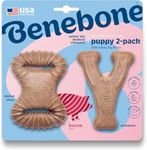 Benebone Puppy Tiny 2-Pack Dental Chew/Wishbone for Aggressive Chewers, Long Lasting Teething Boredom Breaker for Puppies, Real Bacon Flavour, For XS Dogs, Made in the USA