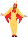 Smiffys Chicken Costume, Yellow with Hooded All in One, Party Animals Fancy Dress, Animal Dress Up Costumes