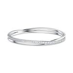 Swarovski Twist bangle, White, Rhodium plated, L