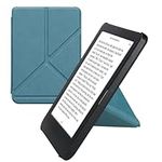 kwmobile Origami Case Compatible with Kobo Clara BW/Colour Case - Slim PU Leather Cover with Stand - Petrol