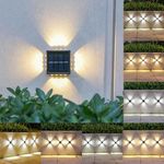 TECH LOGO ELECTRONICS outdoor solar light 4 way Wall Fence decor Light Outdoor Two Way Up Down Waterproof Solar Led Wall Decor Lamp Auto On Off Light Sensor Wall Mount Solar light-yellow (6)