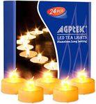 AGPtEK® Timer Flickering Flameless LED Candles Battery-Operated Tealights for Wedding Holiday Party Home Decoration 24pcs(Amber Yellow)