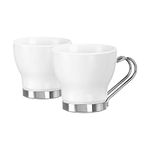 Bormioli Rocco 400891GRU021990 Espresso Opal with Stainless Steel Handle, Set of 4, Glass, White