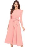 ILLI LONDON Women's A-LINE Maxi Dress (Medium, Pink)