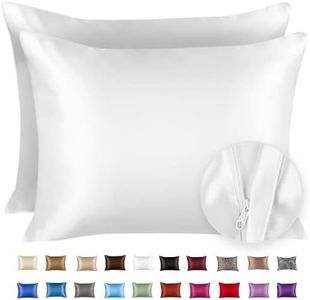 ShopBedding Satin Pillowcase for Hair and Skin Silk Pillowcases 2 Pack, Luxury Satin Pillowcases with Zipper Closure, Satin Pillow Case Cover, Queen Silk Pillowcase for Hair & Skin 2 Pack, White