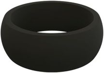 QALO Men's Classic Q2X Rubber Silicone Ring, Rubber Wedding Band, Breathable, Durable Rubber Wedding Ring for Men, 8.5mm Wide 2.5mm Thick, Black, Size 12