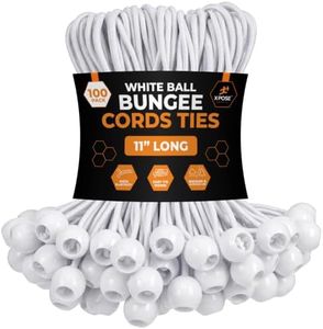Xpose Safety Bungee Ball Cords 11" 100 Pack Heavy Duty White Stretch Rope with Ball Ties for Canopies, Tarps, Walls, Cable Organization